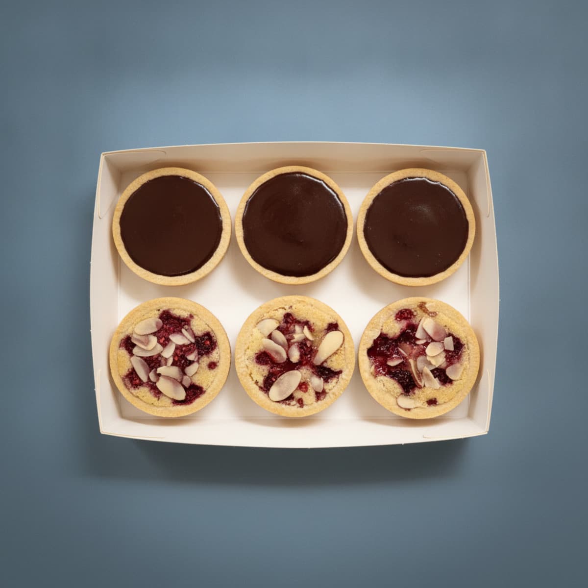 Chocolate Ganache + Almond Cream & Raspberry — Box of 6 photo