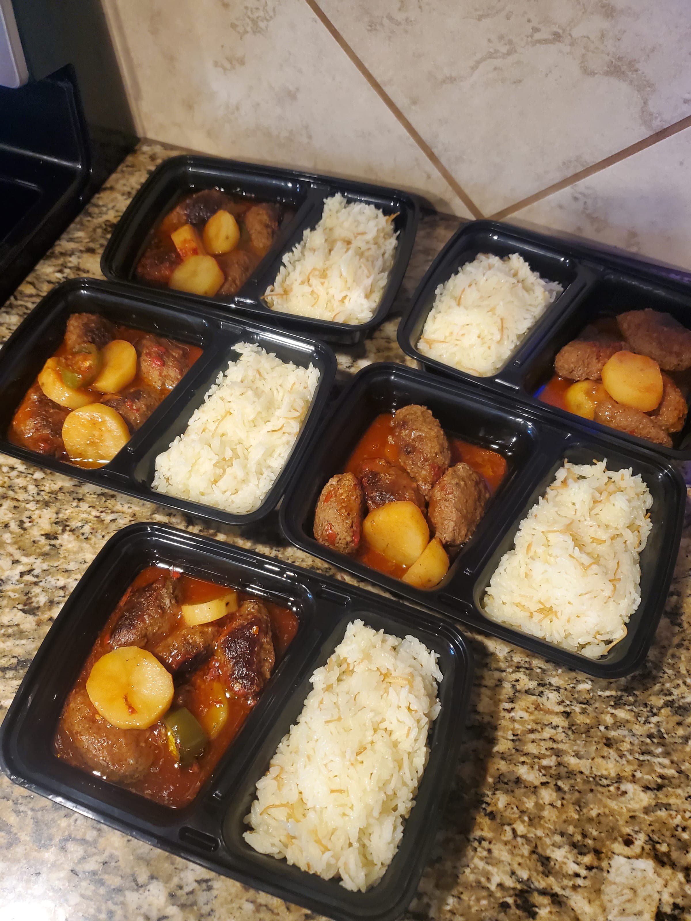 Kefta and Rice meal prep (5) plates  photo