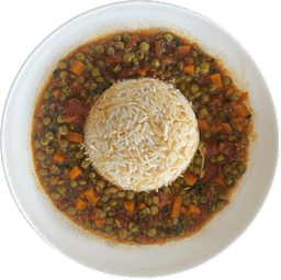 Green Peas (Bazella) wit Rice and Halal Beef