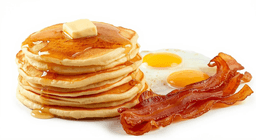 Pancake. Egg and Bacon