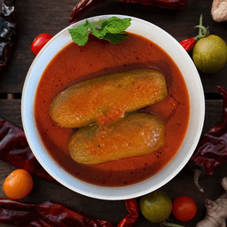 Kouussa, Zucchini Stuffed with Spice Rice and Halal Beef in Red Mint Garlicy Sauce