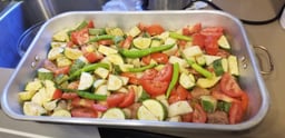 Baked veggies and meat